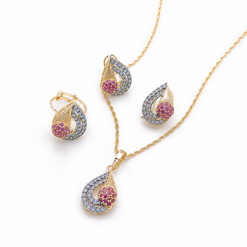 Royal Ruby Teardrop Pendant Set