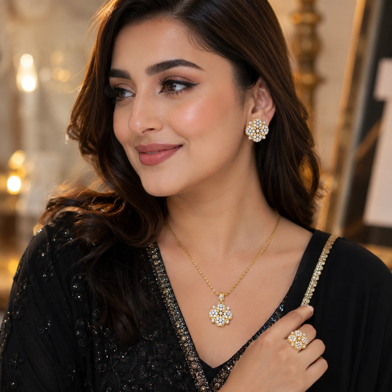 Crystal Blossom Pendant Set