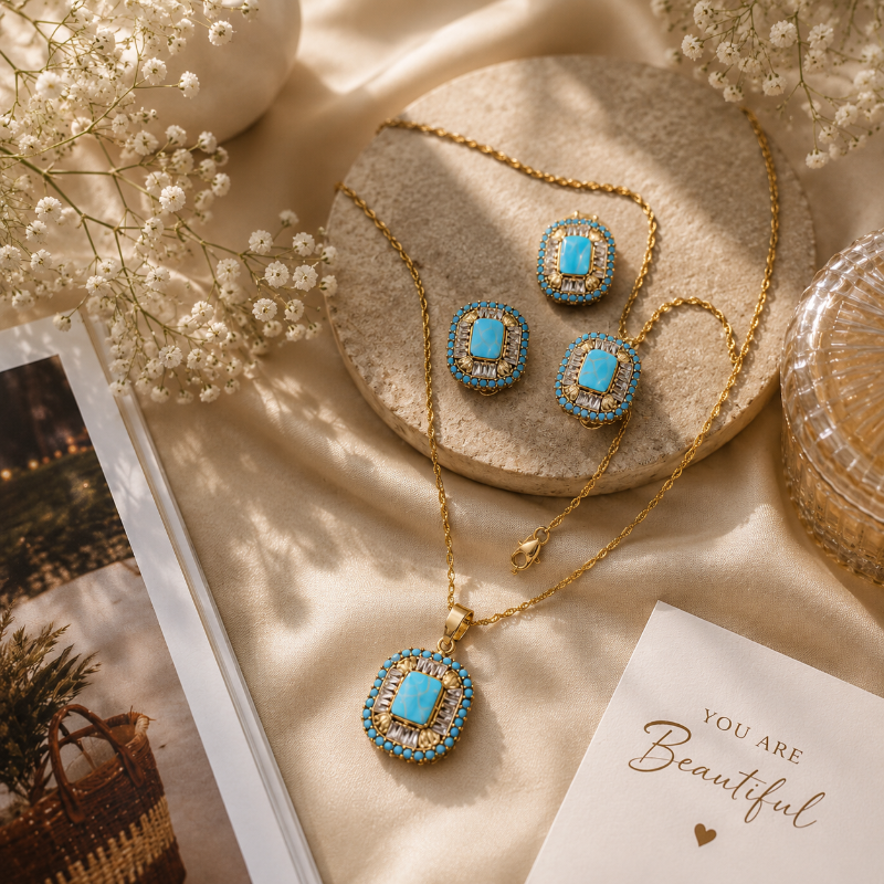 Celestial Feroza Elegance Pendant Set
