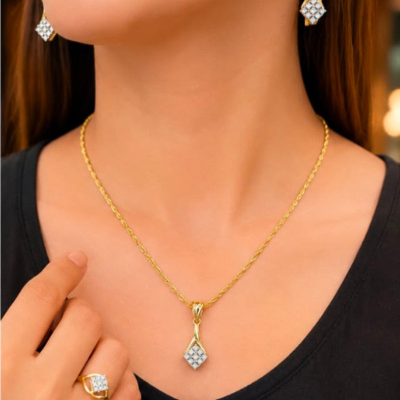 Zircon Floral Locket Set