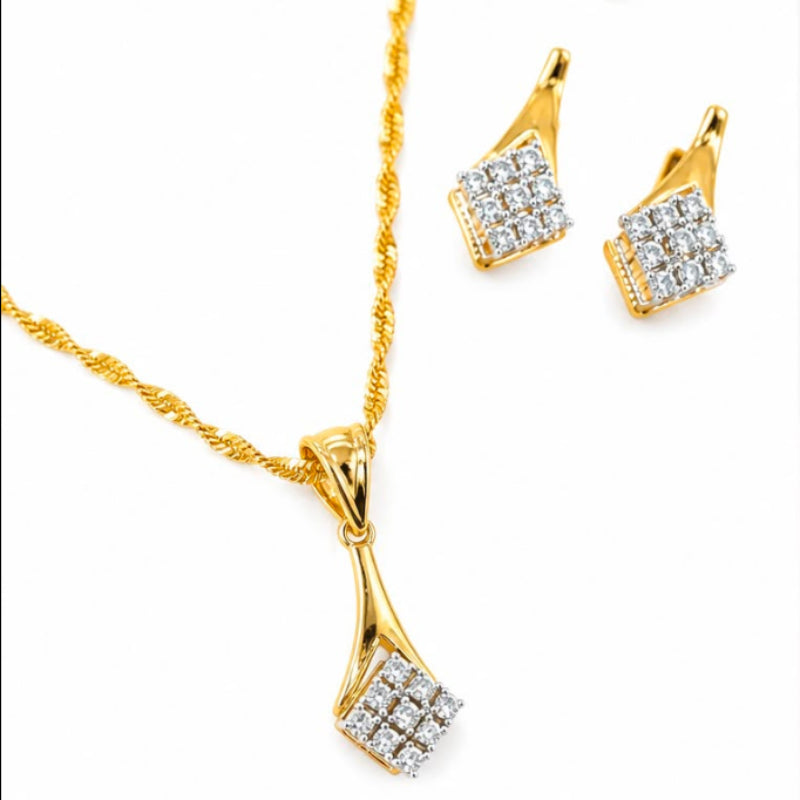 Zircon Floral Locket Set